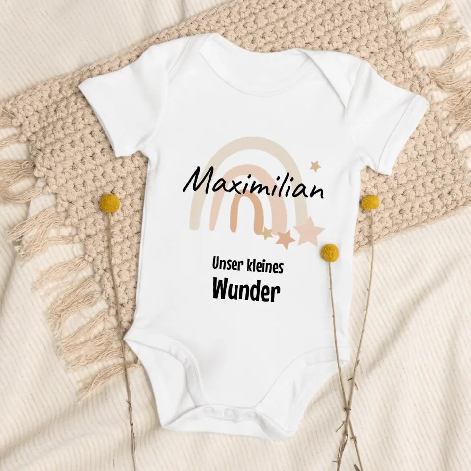 Babybody "Kleines Wunder" personalisiert (Bio-Baumwolle)