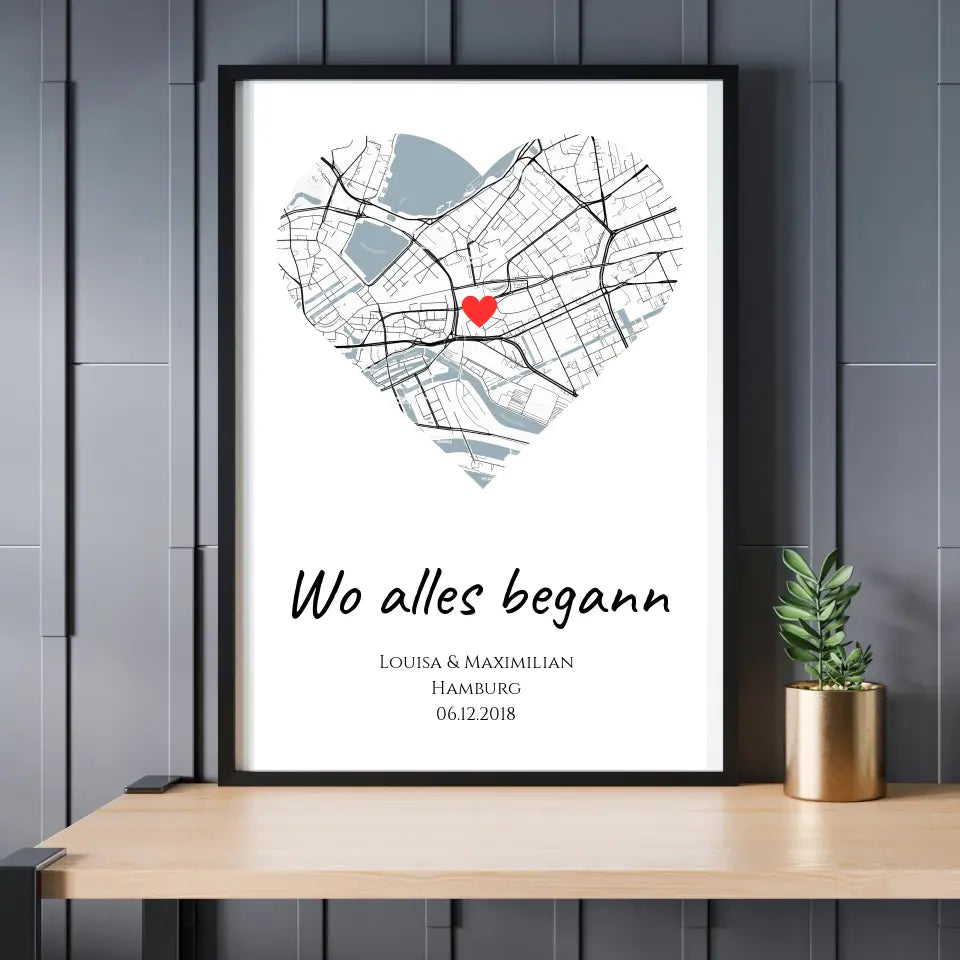 Poster "Wo alles begann" (Vintage) personalisiert