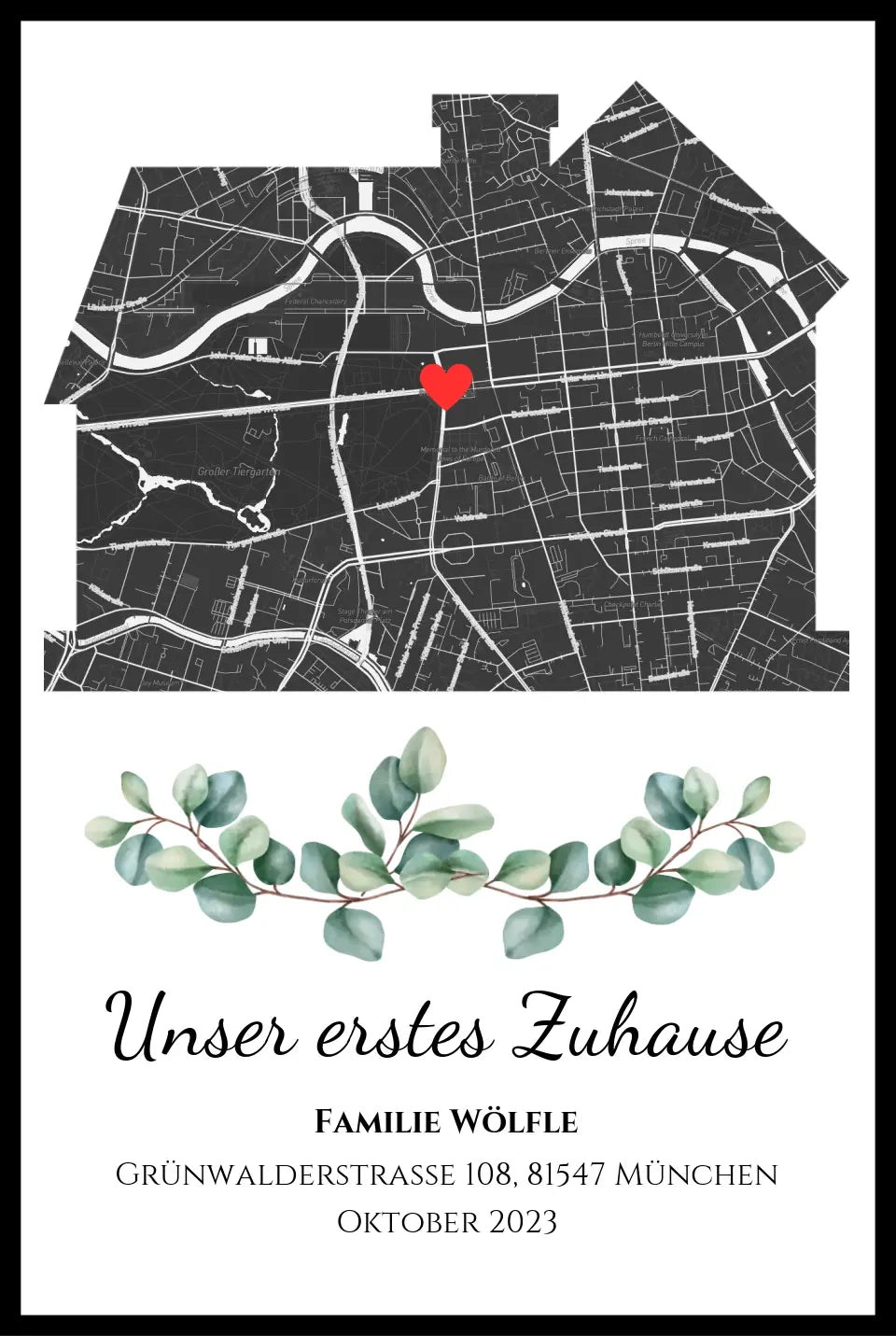 Poster "Unser erstes zu Hause" personalisiert