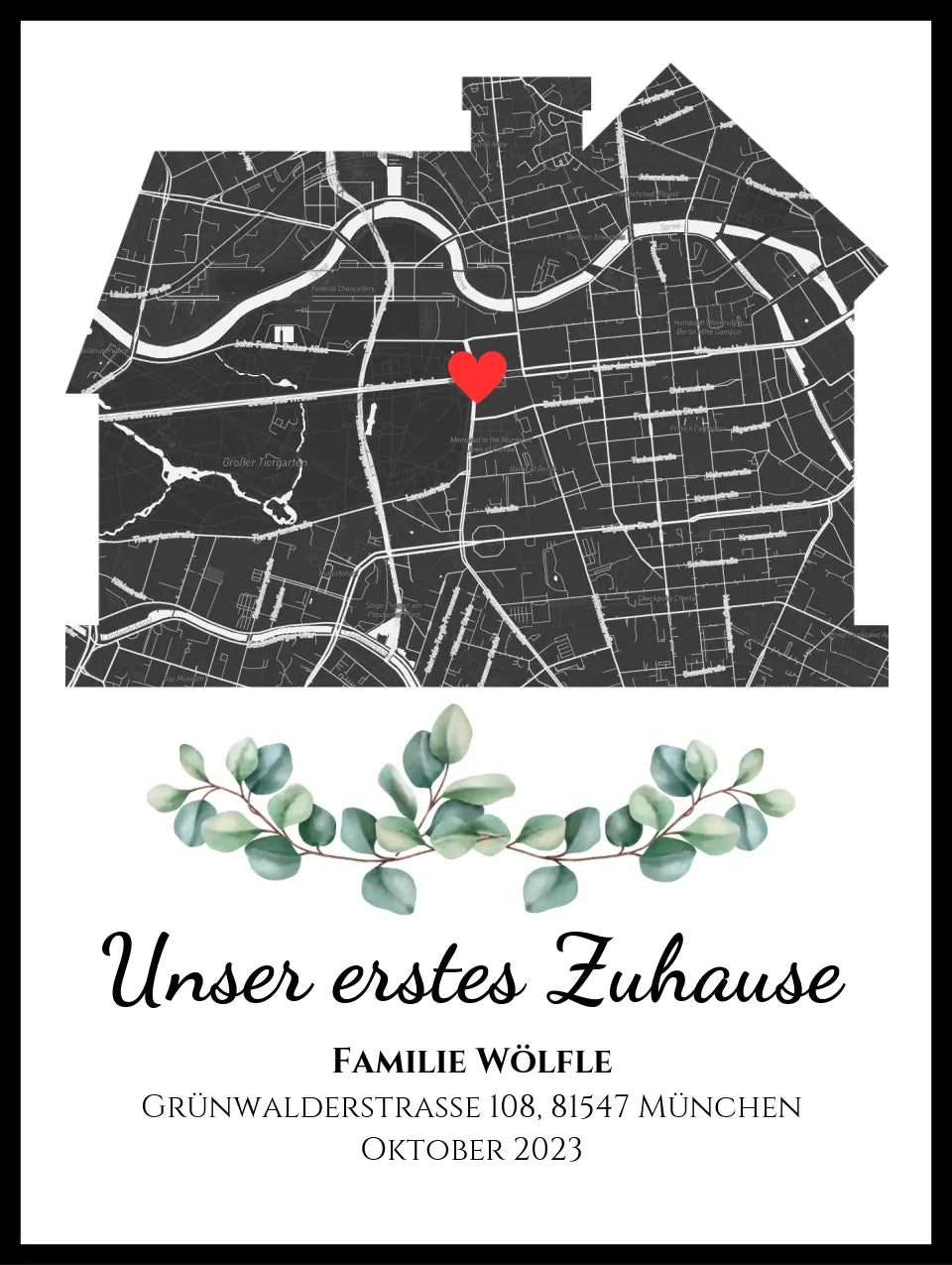 Poster "Unser erstes zu Hause" personalisiert