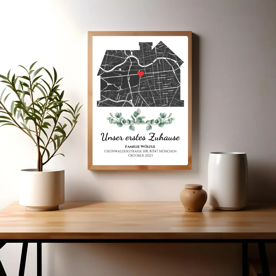 Poster "Unser erstes zu Hause" personalisiert