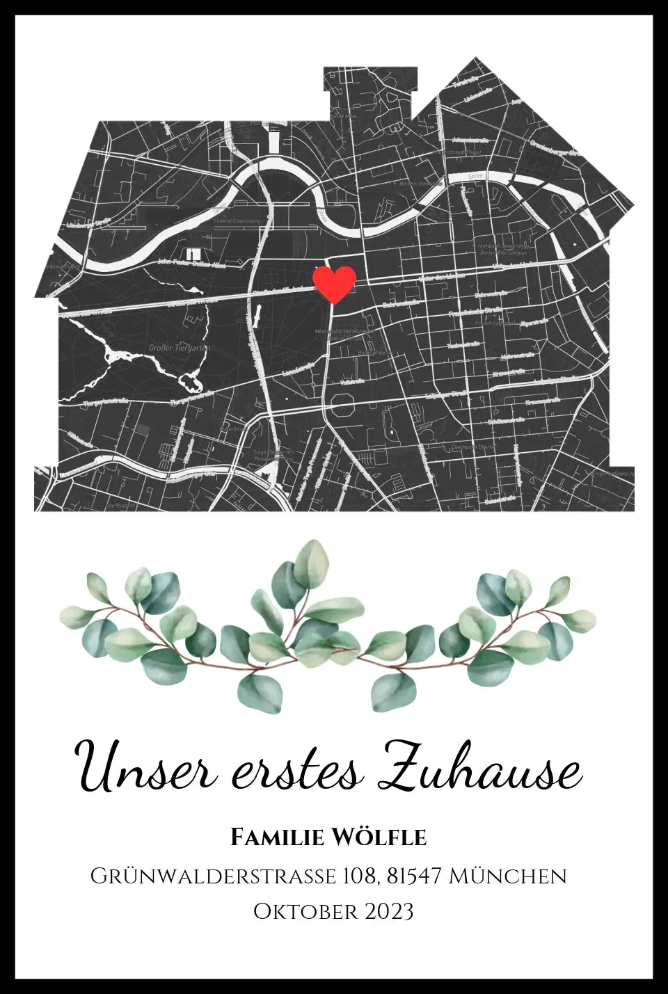 Poster "Unser erstes zu Hause" personalisiert