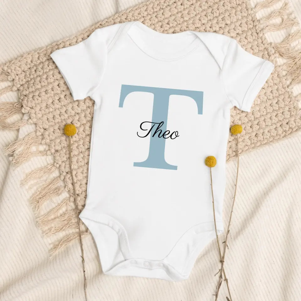 Babybody "Buchstabe & Name" personalisiert (Bio-Baumwolle)