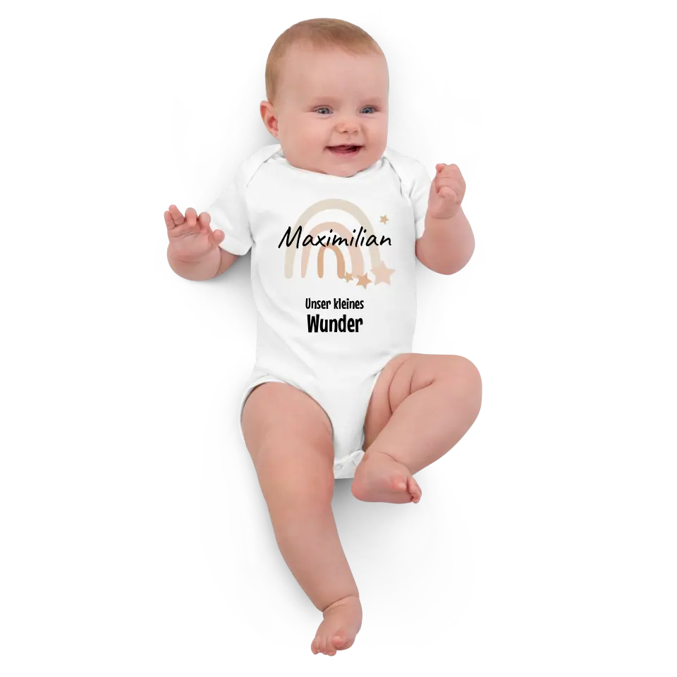 Babybody "Kleines Wunder" personalisiert (Bio-Baumwolle)