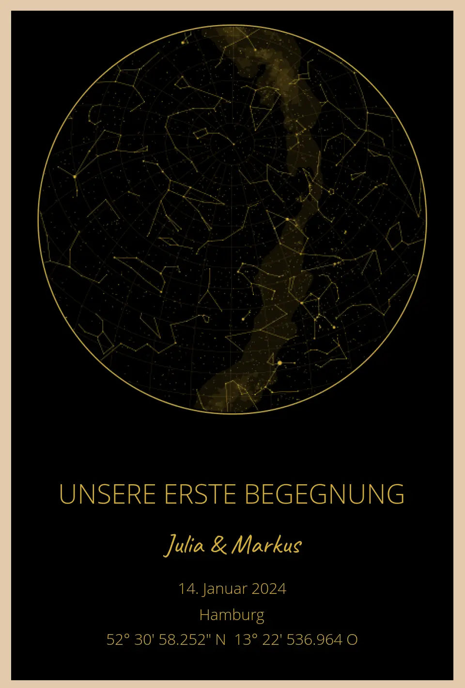 Poster "Sternenhimmel gold" personalisiert